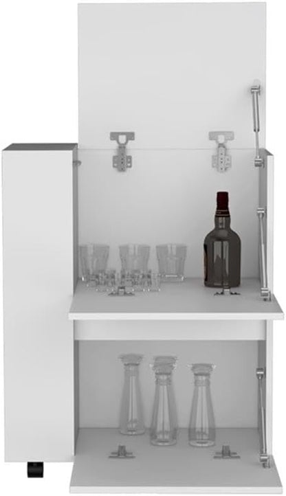 Pemberly Row Modern/Contemporary Bar Cart White Engineered Wood