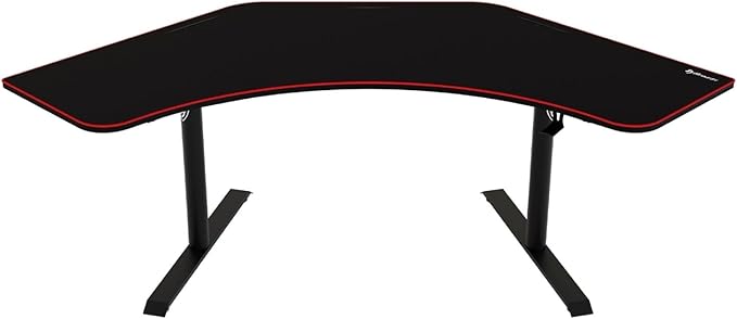 Arozzi Arena Angelo L Shaped GamingDesk, PC GamingDesk L Shape, Height Adjustable L Shaped Standing Desk for Home Office, with Full Coverage Mouse Pad (Black)
