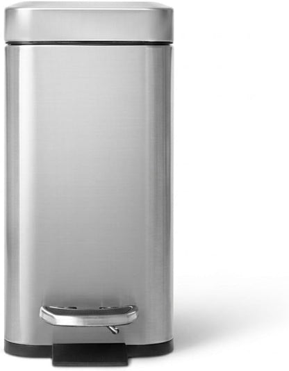 Home Zone Living 1.3 Gallon Stainless Steel Small Trash Can with a Lid | Stainless Steel with Slim Fit Design, Soft-Close Lid for Offices, Bathrooms, Bedrooms and Dorms, Silver