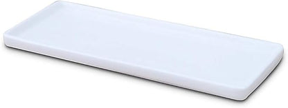 Ceramic Vanity Tray Small Rectangle, Bathtub Tray Bathroom Organizer, Cosmetics Holder for Tissue Candle Towel Plant Jewelry Ring Dish Dresser Perfume Shampoo-White(1 Pc)(Large)