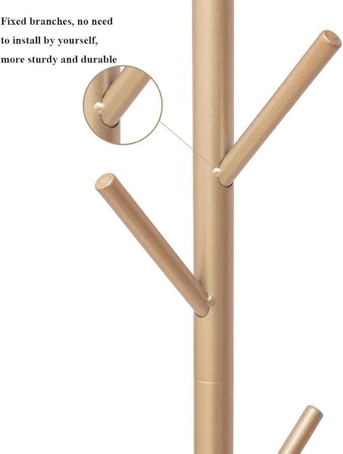 Metal Coat Rack Freestanding Stand Tree with Stable Marble Base Modern Minimalist Hat Jacket Hanger Stand for Bedroom Office Entryway