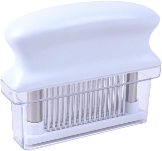 Meat Tenderizer with 48 Stainless Steel Ultra Sharp Needle Blades Heavy Duty Cooking machine for Tenderizing Beef, Turkey, Chicken, Steak, Veal, Pork, Fish etc (white)