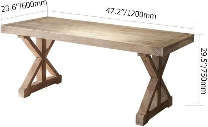 homary 47.2" Solid Wood Executive Desk, Rustic Farmhouse Home Office Desk with X-Trestle Base, Compact Writing & Computer Table for Home Office or Study Room