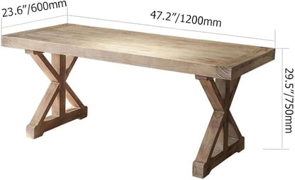 homary 47.2" Solid Wood Executive Desk, Rustic Farmhouse Home Office Desk with X-Trestle Base, Compact Writing & Computer Table for Home Office or Study Room