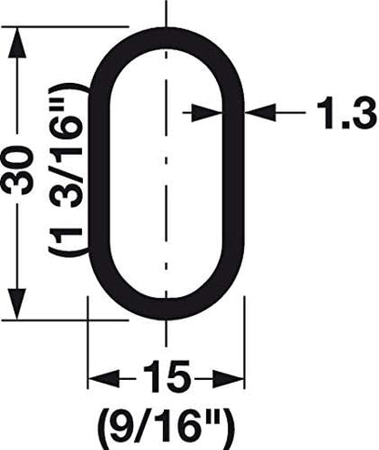 Chrome Oval Closet Rod with End Supports (Chrome, 18" Wide Space)
