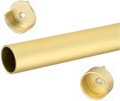 6-Case Pack 8 Feet Long Round 1-5/16" Diameter Wardrobe Closet Tubing Rods Application Clothes Hanging - 96 Inch Length Matte Brass
