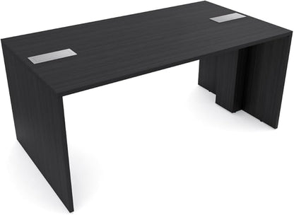 SKUTCHI DESIGNS INC. 4 Person Collaboration Table | Face-to-Face Desk | 36x66 All Laminate Team Desk with Double Power and Data Units| Asian Night and Silver