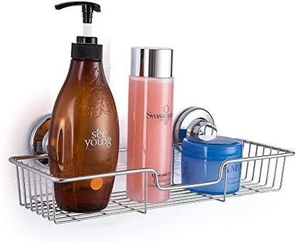 SANNO Suction Cup Shower Caddy Bathroom Caddies Storage Combo Organizer, No Damage Suction Cup,Rustproof Wire Basket for Kitchen & Bathroom Accessories - Rustproof Stainless Steel 2 Pack