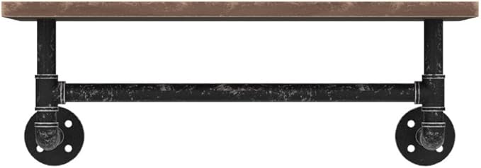 Industrial Pipe Shelf Bathroom Shelves Wall Mounted,19.6in Rustic Wood Shelf with Towel Bar,1 Tier Farmhouse Towel Rack Over Toilet,Pipe Shelving Floating Shelves Towel Holder,Retro Grey