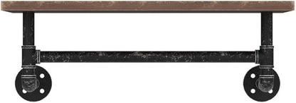 Industrial Pipe Shelf Bathroom Shelves Wall Mounted,19.6in Rustic Wood Shelf with Towel Bar,1 Tier Farmhouse Towel Rack Over Toilet,Pipe Shelving Floating Shelves Towel Holder,Retro Grey