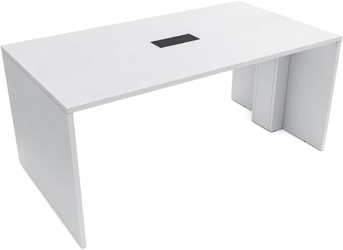 SKUTCHI DESIGNS INC. 4 Person Collaboration Table | Face-to-Face Desk | 36x66 All Laminate Team Desk with Power and Data | Classic White and Black