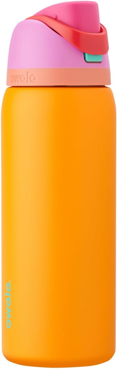 Owala FreeSip Insulated Stainless Steel Water Bottle with Straw for Sports, Travel, and School BPA-Free Sports Water Bottle, 32 oz, Tropical | Insulated, with Straw, for Sports, Travel, and School, BPA-Free