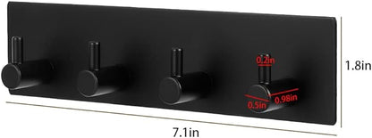 Picowe Key Holder for Wall Decorative, Adhesive Stainless Steel Key Hooks, Key Hanger Key Organizer for Wall, Towel Hook Coat Hanger for Entryway Hallway Kitchen(Four Rows,Black 1PCS)