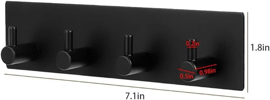 Picowe Key Holder for Wall Decorative, Adhesive Stainless Steel Key Hooks, Key Hanger Key Organizer for Wall, Towel Hook Coat Hanger for Entryway Hallway Kitchen(Four Rows,Black 1PCS)
