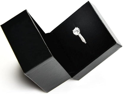 Oirlv Luxury Black Leather Ring Box - Ideal for Wedding and Proposal Ring Jewelry Gift
