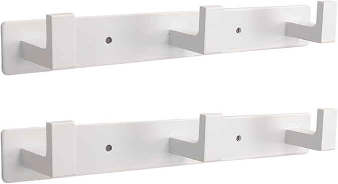 Coat Rack, Heavy Duty Stainless Steel 3 Tri Coat Hook Hanger, Wall Mounted Wall Hooks, Rustic Clothes Hook/Key Hook Rail for Bathroom Kitchen Entryway(2 Pack, 3 Hook White)