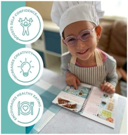 TOVLA JR. Kids Real Cooking Set | Cooking Tools for Kids Ages 5–12 | Montessori-Inspired Beginner Kitchen Kit with Visual Recipe Cookbook & Storage Case | Christmas & Birthday Gift for Boys & Girls