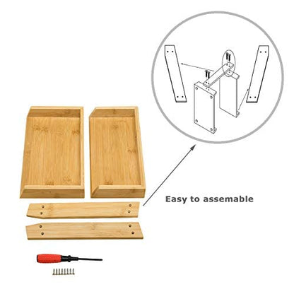 GOBAM Bamboo Makeup & Countertop Organizer, Large - 2 Layer Cosmetics, Lipsticks, Jewelry, Brushes, Hair Accessories & Perfume Organizer for Dresser, Easy Assembly - Natural