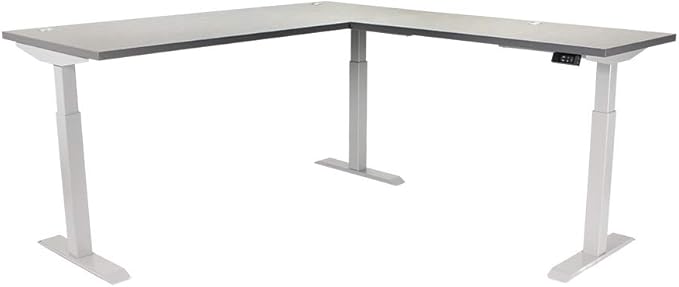 Lift It, Electric Sit Stand Height Adjustable 72"x30" I 48"x24" L-Shape Office Desk for Office or Home, 4 Memory Digital Control with USB Charging, Charcoal Pattern Top, Silver Frame