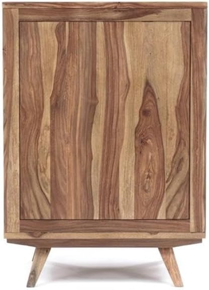 Pemberly Row Contemporary Solid Sheesham Wood Bar in Light Brown