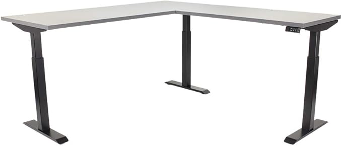Lift It, Electric Sit Stand/Height Adjustable 72"x24" L-Shape Desk and 48"x24" Return for Office or Home, Dual Motor, 4 Memory/USB Charging LED Control, Grey Strand Top and Black Frame