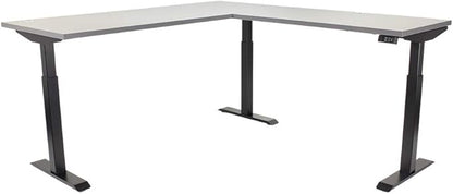 Lift It, Electric Sit Stand/Height Adjustable 72"x24" L-Shape Desk and 48"x24" Return for Office or Home, Dual Motor, 4 Memory/USB Charging LED Control, Grey Strand Top and Black Frame
