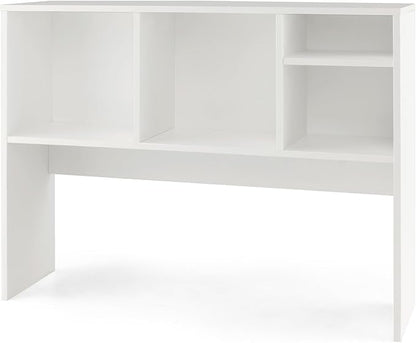 Tangkula Desktop Bookshelf, Countertop Storage Hutch with 4 Shelves for Computer Desk, Desktop 2-Tier Display Rack, Multipurpose Wood Desktop Hutch Storage Organizer for Dorm Office Home (White)