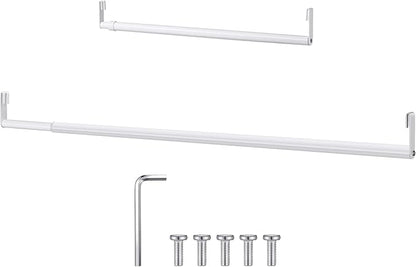 Threehoney Expandable Closet Rod for Wire Shelf Hanging Clothes Adjustable Heavy Duty Closet Hanging Rod Extender Heavy Duty Hanger Bar Metal Poles for Wardrobes Hanger, 1 Pack (24-41 Inch,White)