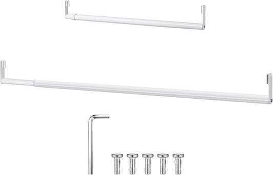 Threehoney Expandable Closet Rod for Wire Shelf Hanging Clothes Adjustable Heavy Duty Closet Hanging Rod Extender Heavy Duty Hanger Bar Metal Poles for Wardrobes Hanger, 1 Pack(36-60 Inch,White)