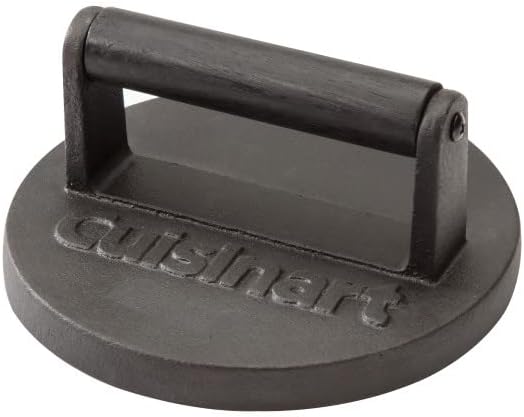 Cuisinart Smash Burger Kit, Cast Iron Press, Spatula, Seasoning Shaker and Patty Papers for Perfect Cookouts, Barbecues and Tailgates