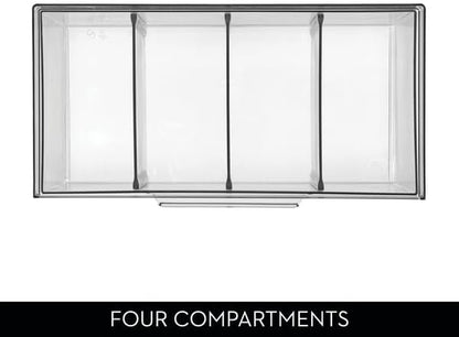 iDesign XL Storage Drawer Organizer for Counter or Cabinet, 4-Section, Clear, 4-Pack