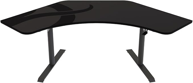 Arozzi Arena Angelo L Shaped GamingDesk, PC Gaming Desk L Shape, Height Adjustable L Shaped Standing Desk for Home Office, Computer Desk with Full Coverage Mouse Pad (Gun Metal)
