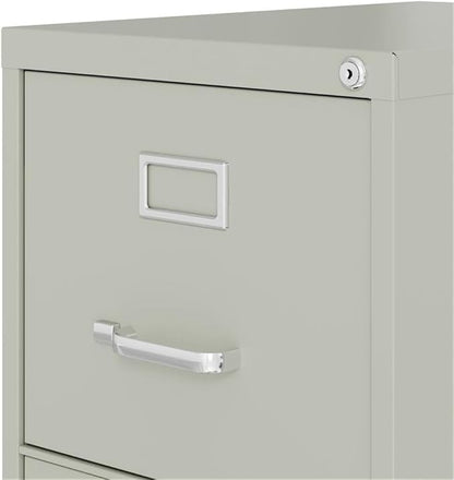 Scranton & Co 4-Drawer 22" Deep Letter Filing Cabinet in Black, Office Commercial Grade, Fully Assembled, Light Gray