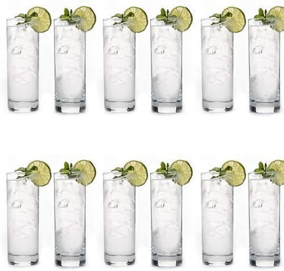 LEMONSODA Premium Highball 12oz/15oz Glass Sets - Elegant Tom Collins Glasses - Tall Water Drinking Glasses - Bar Glassware for Mojito, Whiskey, Cocktail (12oz, Set of 12)