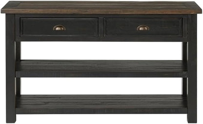 Martin Svensson Home Solid Wood Sofa Console Table, Black with Brown Top