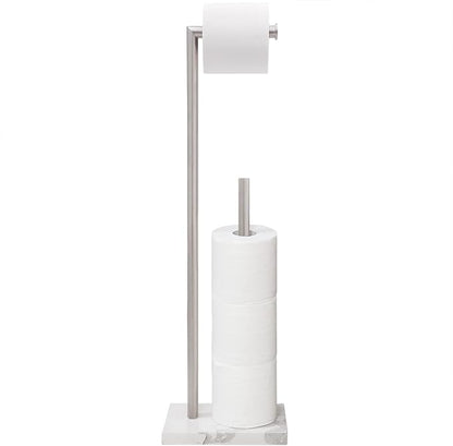 Gzila Free Standing Toilet Paper Holder Stand with Reserve, Heavy Weighted Marble Base Design, Bathroom Stands Tissue Rolls Holder, 304 Stainless Steel Brushed Nickel