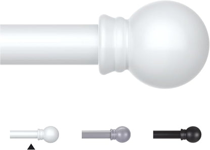 Thestoa Curtain Rods for Windows 30-46 Inch, 5/8" White Curtain Rods, Stainless Steel Small Curtain Rod for Bedroom, Living Room,Kitchen,Farmhouse, Outdoor Curtain rod White