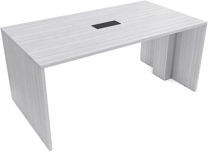 SKUTCHI DESIGNS INC. 4 Person Collaboration Table | Face-to-Face Desk | 36x66 All Laminate Team Desk with Power and Data | White Cypress and Black