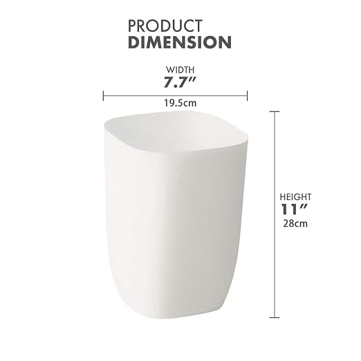 Bathroom Trash Can, Small Garbage Can for Bedroom, Living Room, Kitchen, Slim Cute Plastic Waste Basket for Office, 7L, Matt White