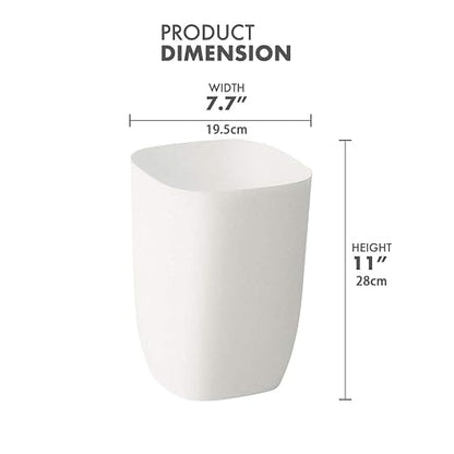 Bathroom Trash Can, Small Garbage Can for Bedroom, Living Room, Kitchen, Slim Cute Plastic Waste Basket for Office, 7L, Matt White