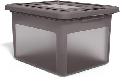 STAPLES File Box Plastic File Box Snap, Letter/Legal Size, Frost Gray, 2/Pack