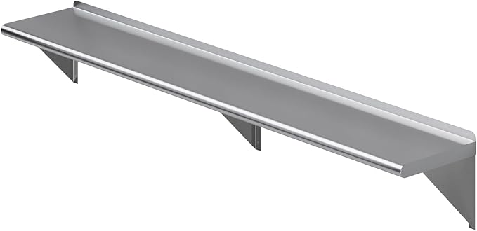 AmGood 12" X 72" Stainless Steel Wall Shelf | NSF | Metal Shelving | Garage, Laundry, Storage, Utility Room | Restaurant, Commercial Kitchen