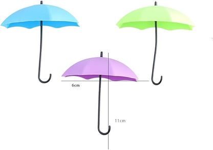 Leadigol 12pcs Colorful Umbrella Key Holder,Adhesive Wall Hooks Wall Rack Decorative Wall Hanging Hooks,for Keys, Jewelry and Other Small Items