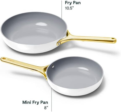 Caraway Nonstick Ceramic Frying Pan (2.7 qt, 10.5") - Non Toxic, PTFE & PFOA Free - Oven Safe & Compatible with All Stovetops (Gas, Electric & Induction) - White