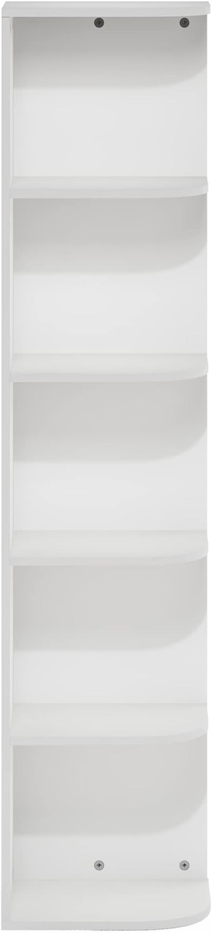 Furinno PASIR Book Shelf, 5-Tier Corner Bookshelf, Open Shelves Bookcase 9.3 x 12 x 51.7, for Living Room, Bedroom, Home Office, White