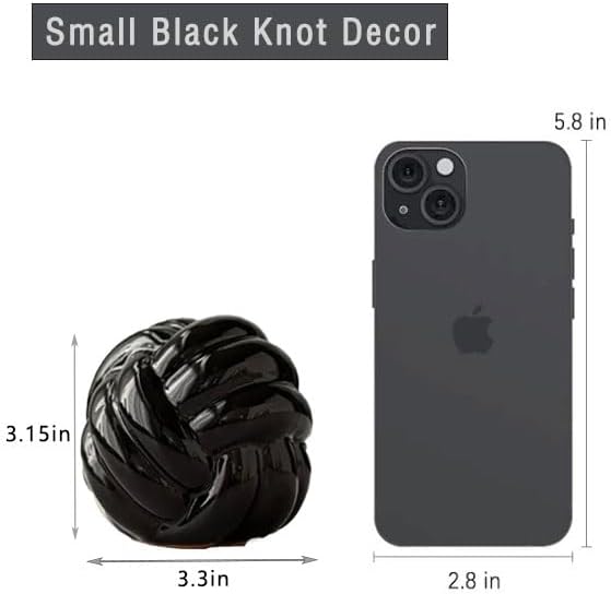 Ceramic Knot Decor, Small Chain Link Decor, Coffee Table Decor, Book Shelf Decor, Entry Table Decor, Aesthetic Minimalist Decorative Objects for Modern Home Living Room, Desk Decor for Office (Black)