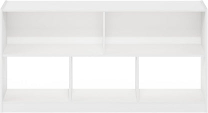 Furinno DALY Book Shelf, 5-Cube Bookshelf, Horizontal Cube Storage Organizer Bookcasde, 10.9 x 47.2 x 23.6, for Living Room, Bedroom, Home Office, White