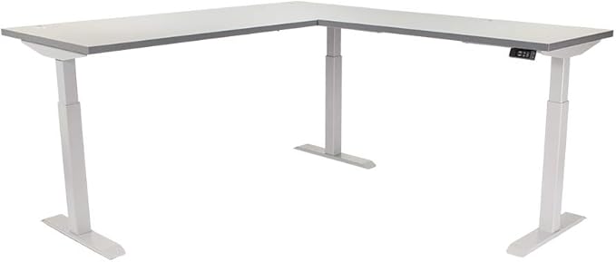 Lift It Electric L-Shaped Standing Desk 72"x30" with 48"x24" Return - Dual Motor Height Adjustable Corner Desk, 4 Memory Presets, USB Charging, Grey Top Silver Frame