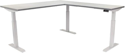Lift It Electric L-Shaped Standing Desk 72"x30" with 48"x24" Return - Dual Motor Height Adjustable Corner Desk, 4 Memory Presets, USB Charging, Grey Top Silver Frame