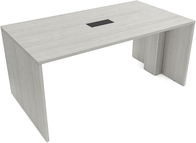 SKUTCHI DESIGNS INC. 4 Person Collaboration Table | Face-to-Face Desk | 36x66 All Laminate Team Desk with Power and Data | Lakeland Salt and Black